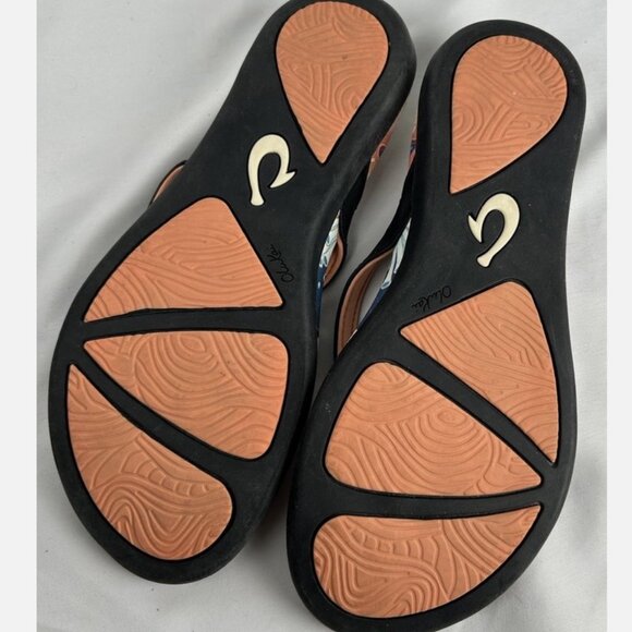 Olukai Ho'Opio Floral Flip Flops Thongs Sandals Womens Sz 7 Hawaiian Beach - Picture 5 of 5